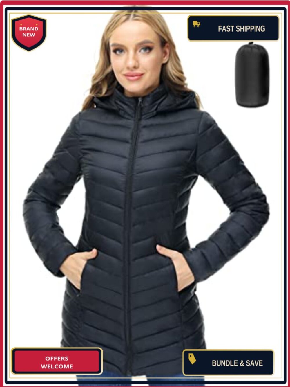Women's Hooded Packable Lightweight Puffer Jacket Quilted Winter Coat